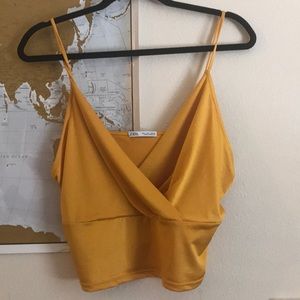 ZARA GOLD WRAP CROP TOP